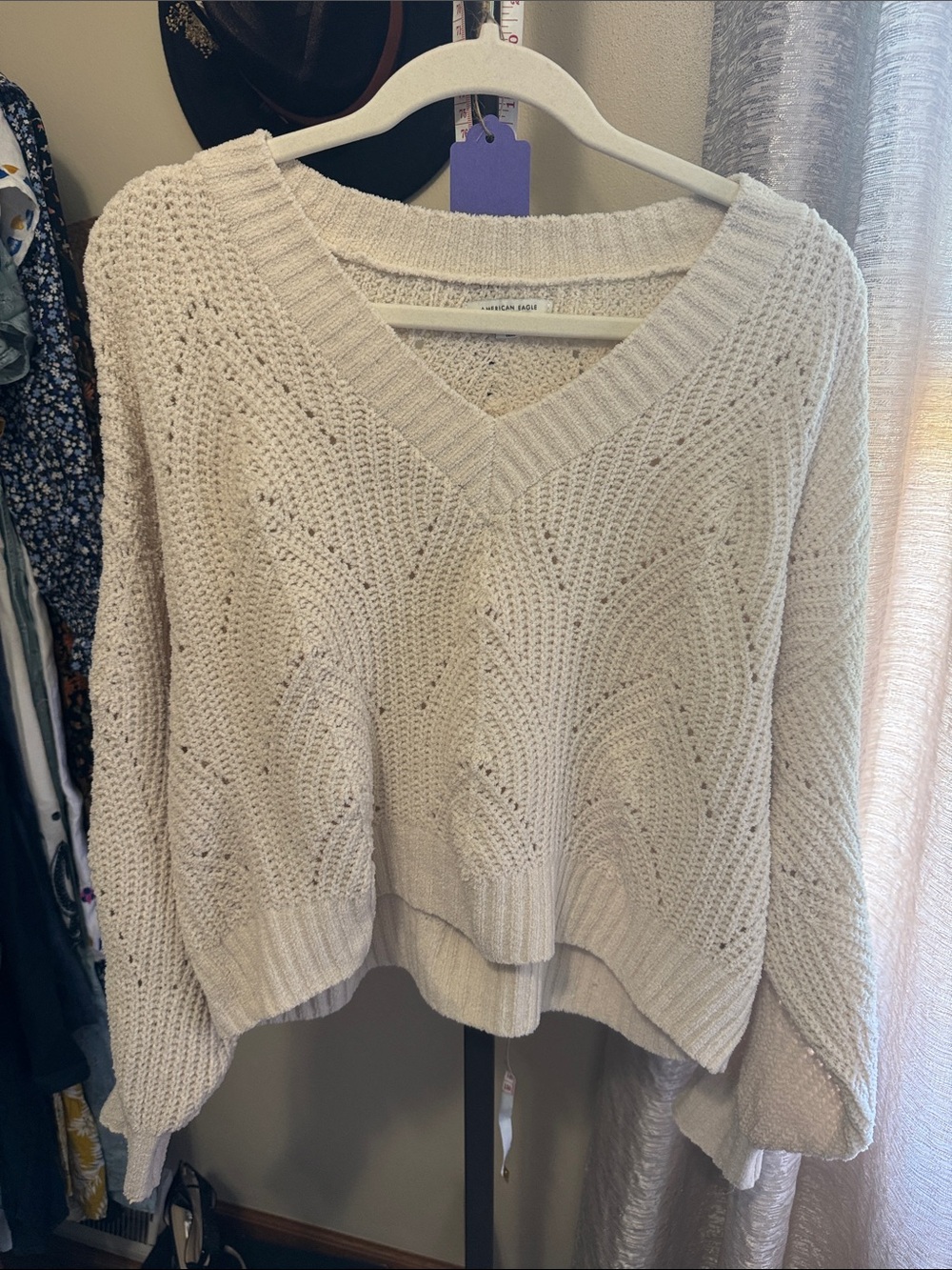 Cozy V-Neck Knit Sweater - Cream